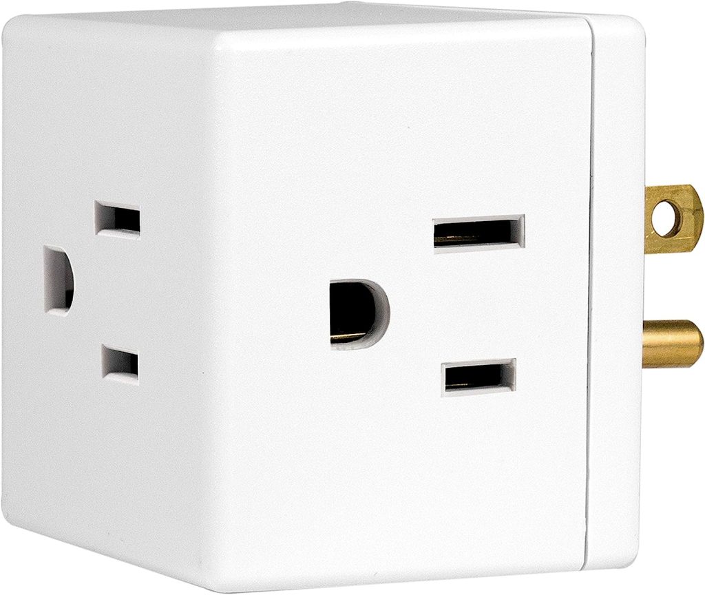GE Jasco 3-Outlet Extender Wall Tap Cube, 3 Pack, Adapter Spaced Outlets, Easy Access Design, Grounded, 3-Prong, Perfect for Home or Travel, UL Listed, White, 46845